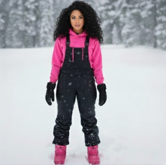 Justice Black Snow Suit Overalls- Size 10P Like New - Picture 1 of 9